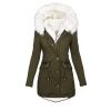 TIMIFIS Womens Coats Plus Size Overcoats with Fur Hood Fleece Chunky Jackets Zipper Button Outerwear Winter Warm Parka view 1