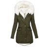 TIMIFIS Womens Coats Plus Size Overcoats with Fur Hood Fleece Chunky Jackets Zipper Button Outerwear Winter Warm Parka view 3