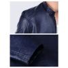 Maiyifu-GJ Men Casual Faux Leather Biker Jacket Stylish Stand Collar Bomber Jackets PU Leather Lightweight Motorcycle Coats (Blue,Medium) view 4