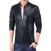 Maiyifu-GJ Men Casual Faux Leather Biker Jacket Stylish Stand Collar Bomber Jackets PU Leather Lightweight Motorcycle Coats (Black,3X-Large) view 1