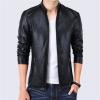 Maiyifu-GJ Men Casual Faux Leather Biker Jacket Stylish Stand Collar Bomber Jackets PU Leather Lightweight Motorcycle Coats (Black,3X-Large) view 2