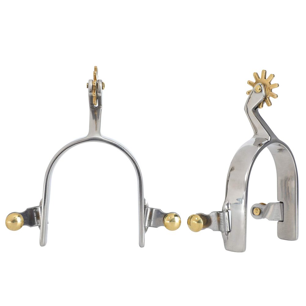 LIZEALUCKY Horse Spurs, 2PCS Stainless Steel Western Cowboy Spurs Exquisite Gear Spurs Equestrian Gear Accessories with Copper Gear and Copper Belt Buckle