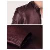 Maiyifu-GJ Men Casual Faux Leather Biker Jacket Stylish Stand Collar Bomber Jackets PU Leather Lightweight Motorcycle Coats (Red Wine,3X-Large) view 4