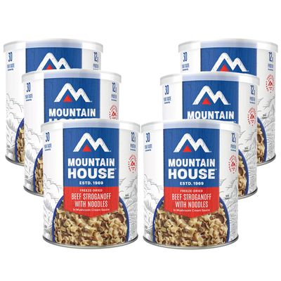 Mountain House Freeze-Dried Beef Stroganoff with Noodles #10 Can 10 Servings per Can Fully Cooked, Ready-to-Eat Emergency Survival Food Delicious High-Protein Camping, Hiking & Hunting Meal Easy-Prep Dinner with 30-Year Taste Guarantee Made