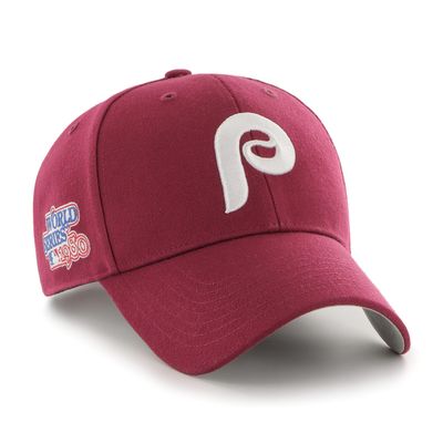 47 Men's Compatible with Phillies Cooperstown World Series Sure Shot MVP Adjustable Hat - One Size Maroon, Maroon, One Size