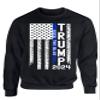 ALLNTRENDS Back The Blue Trump 2024 Thin Blue Line American Flag Crewneck Sweatshirt (L, Black) view 1
