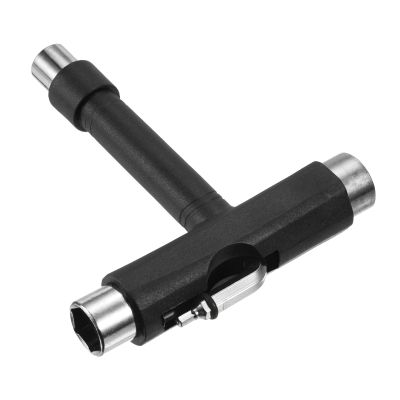 PATIKIL All-in-One Skate Tool, Multi-Function Portable Skateboard Tool T Tool Wrench with L-Type Cross Head Screwdriver for Roller Skate, Black
