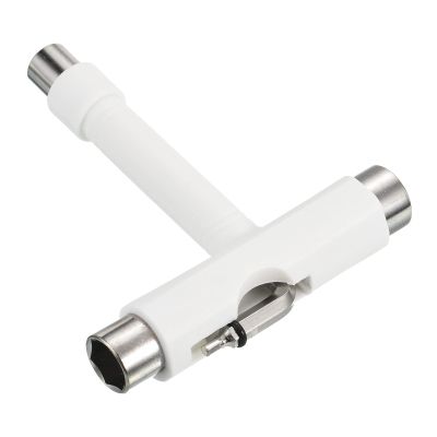 PATIKIL All-in-One Skate Tool, Multi-Function Portable Skateboard Tool T Tool Wrench with L-Type Cross Head Screwdriver for Roller Skate, White