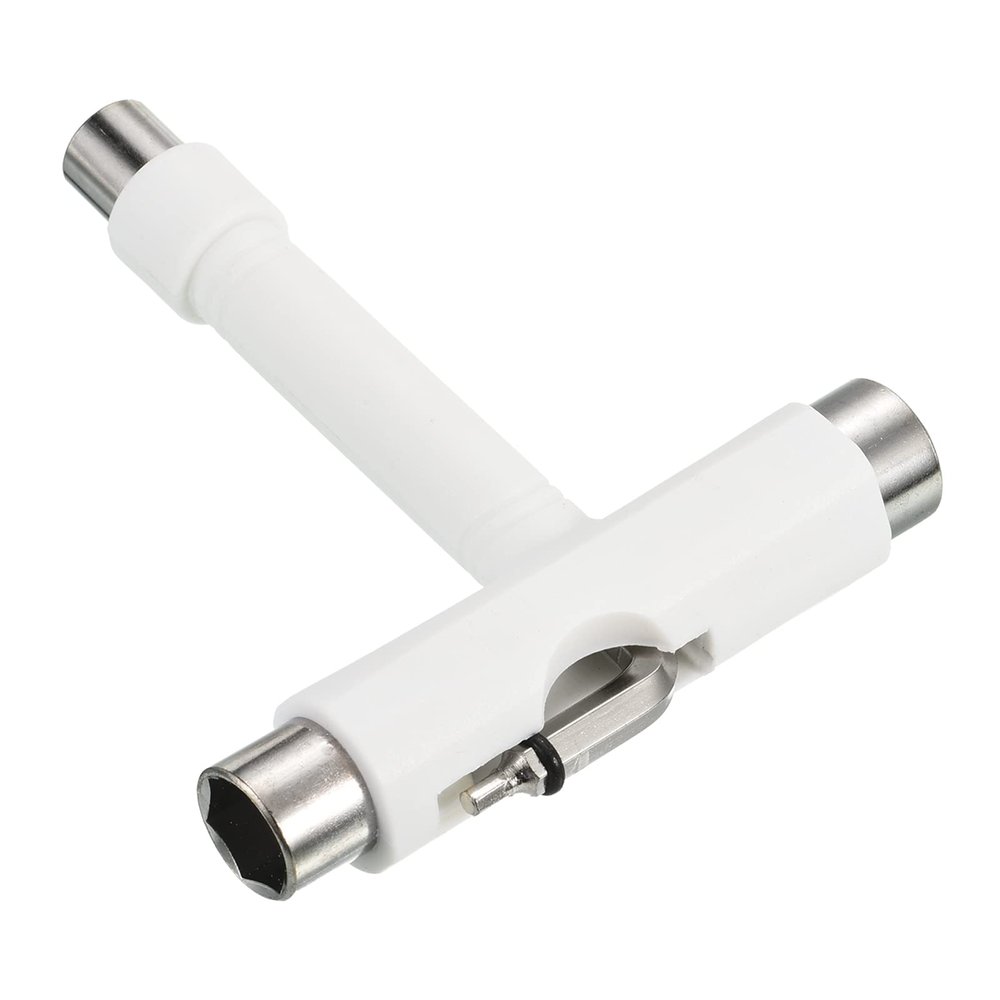 PATIKIL All-in-One Skate Tool, Multi-Function Portable Skateboard Tool T Tool Wrench with L-Type Cross Head Screwdriver for Roller Skate, White