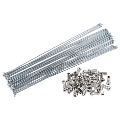 X AUTOHAUX 40pcs Bicycle Carbon Steel Spokes 12G Bike Spoke 306mm Length with Nipples for Most Bicycle Silver Tone
