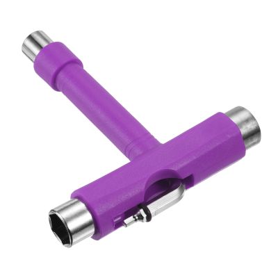 PATIKIL All-in-One Skate Tool, Multi-Function Portable Skateboard Tool T Tool Wrench with L-Type Cross Head Screwdriver for Roller Skate, Purple