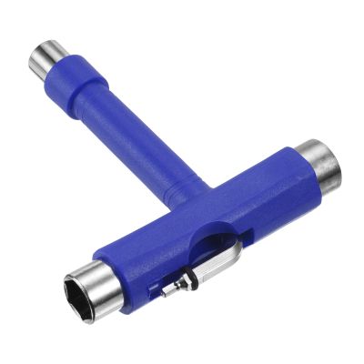 PATIKIL All-in-One Skate Tool, Multi-Function Portable Skateboard Tool T Tool Wrench with L-Type Cross Head Screwdriver for Roller Skate, Dark Blue