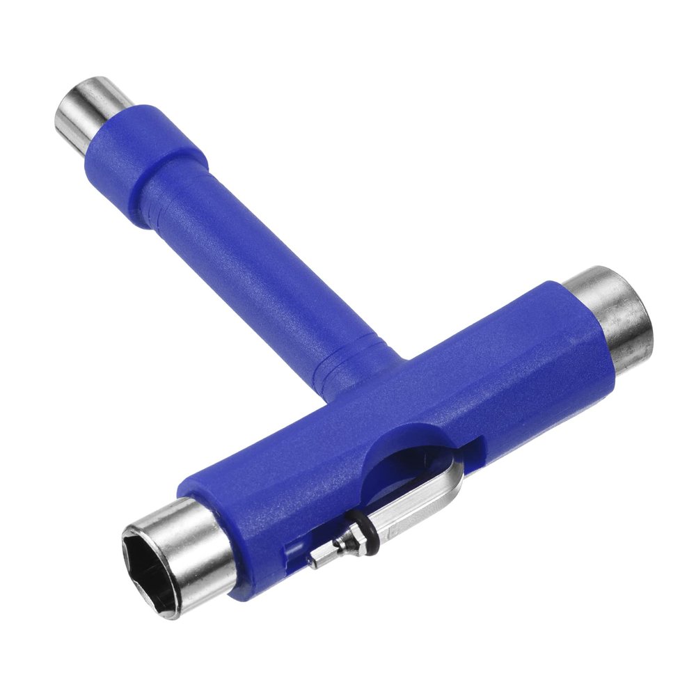 PATIKIL All-in-One Skate Tool, Multi-Function Portable Skateboard Tool T Tool Wrench with L-Type Cross Head Screwdriver for Roller Skate, Dark Blue