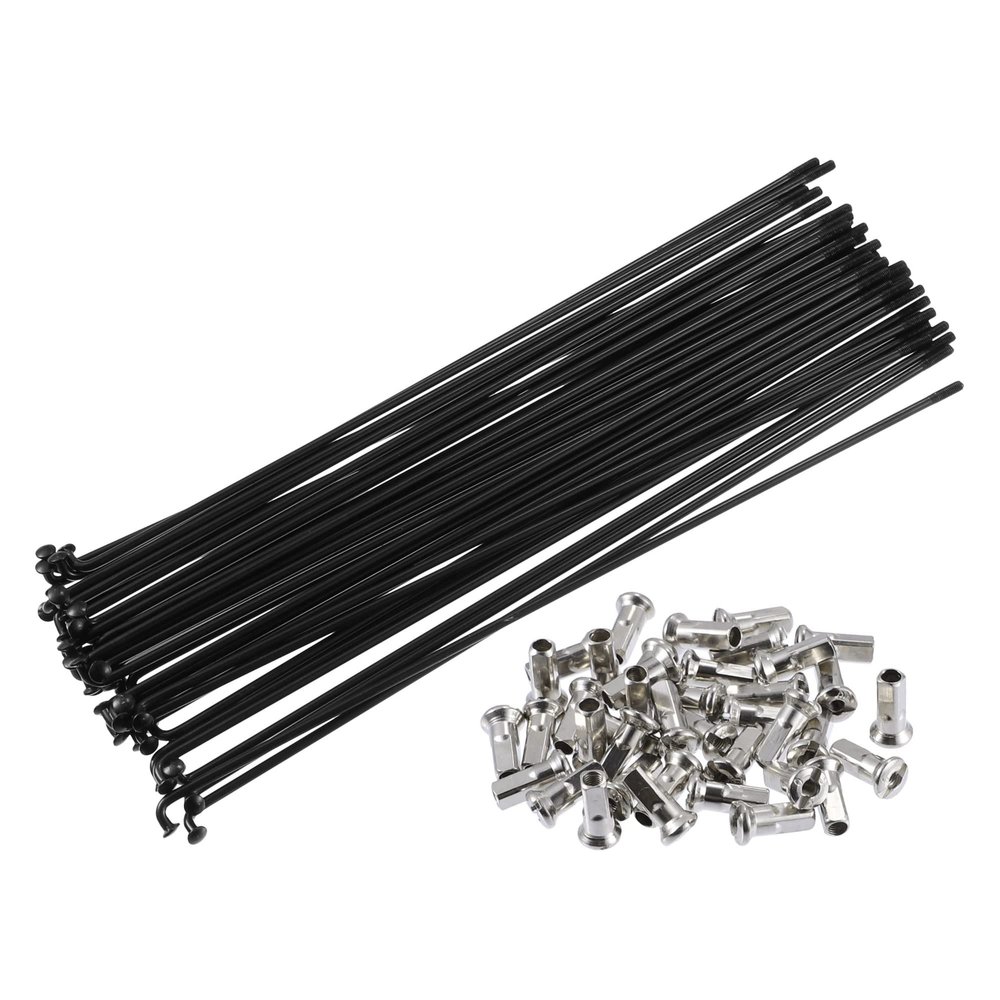 X AUTOHAUX 40pcs Bicycle Carbon Steel Spokes 12G Bike Spoke 219mm Length with Nipples for Most Bicycle Black