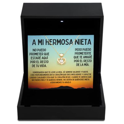 Heart Knot Gold Necklace Luxury Box Para la nieta eligida de la abuela, Cadena personaliza para la nieta enojona de abuelo o mama con diseo y estil