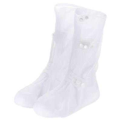 PATIKIL XL Reusable Rain Boot Cover, 1 Pair Silicone Waterproof Non-Slip Overshoes Rain Shoe Galoshes Snow Boots Protector for Women Rainy Outdoor, White