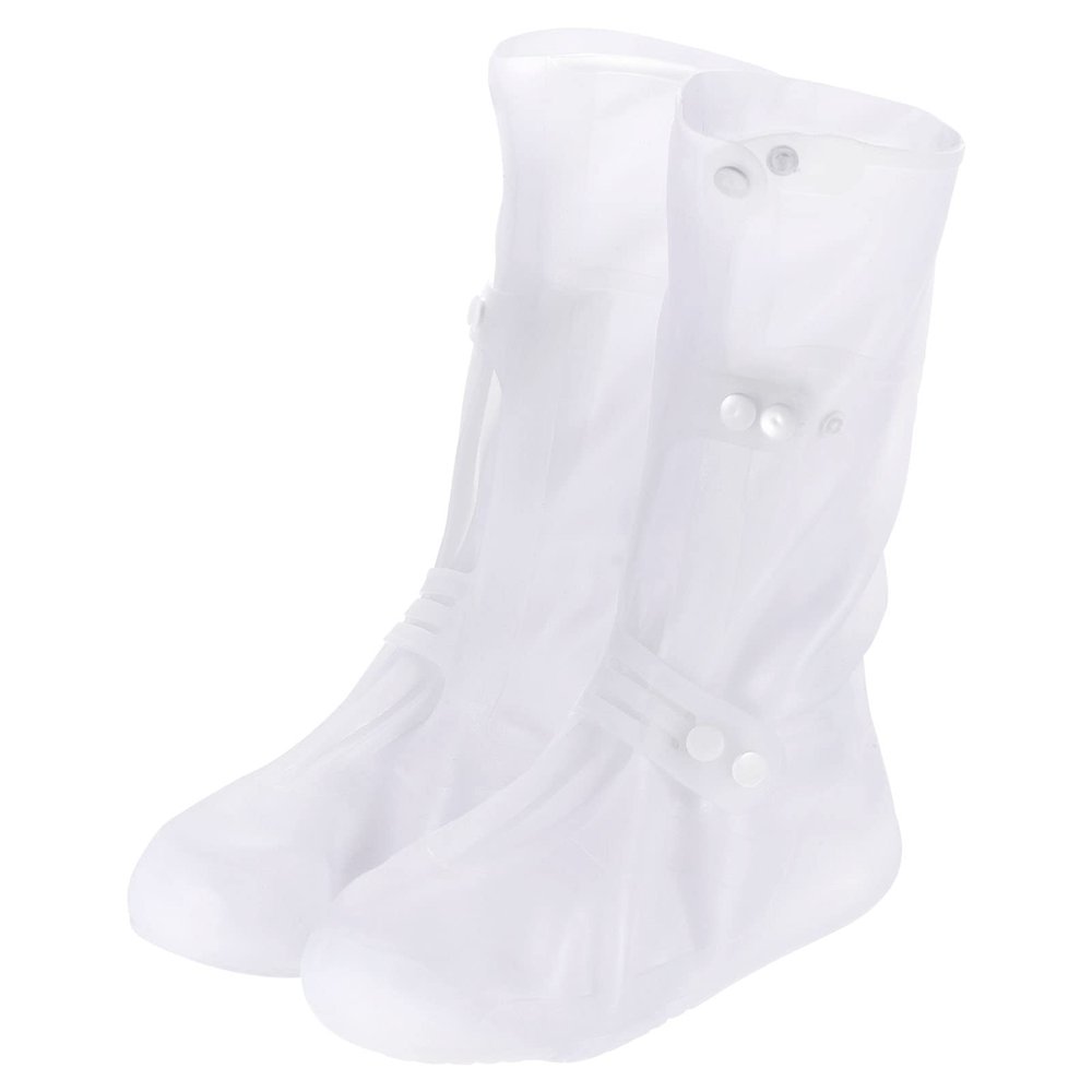 PATIKIL XL Reusable Rain Boot Cover, 1 Pair Silicone Waterproof Non-Slip Overshoes Rain Shoe Galoshes Snow Boots Protector for Women Rainy Outdoor, White