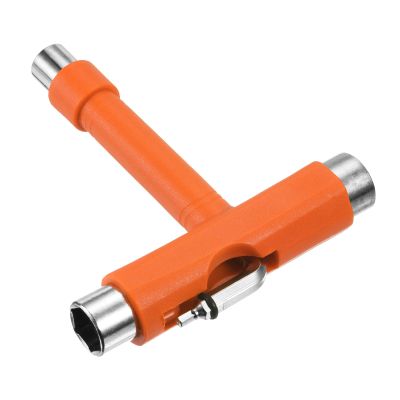 PATIKIL All-in-One Skate Tool, Multi-Function Portable Skateboard Tool T Tool Wrench with L-Type Cross Head Screwdriver for Roller Skate, Orange