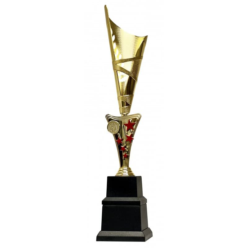 TrophyMonster Gold & Red Double Base Large Trophy Award | for Club, School & Presentations | Free Engraving 3 Sizes