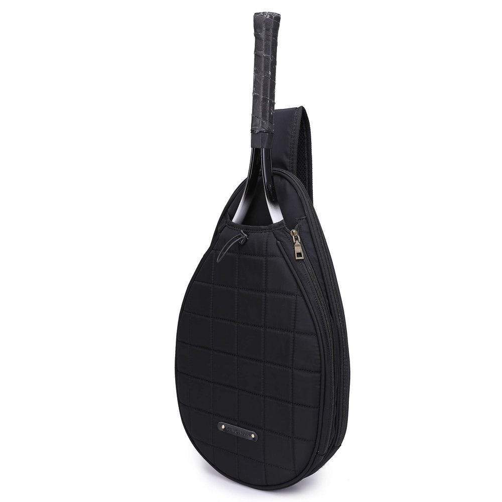 Rejolly Tennis Crossbody Bag Chest Shoulder Purse for Men Women Water Resistant Outdoor Sports Sling Bag for Tennis Racket, Pickleball Paddles, Badminton Racquet Black