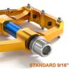 Mountain Bike Pedals with 3 Seal Bearing - 9/16" MTB Pedals Platform Lightweight - Non-Slip Bicycle Pedals for BMX MTB (Gold-Blue) view 3
