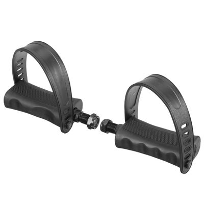 X AUTOHAUX 1 Pair Exercise Bike Pedals with Straps 9/16 Inch Spindle Cycling Parts 14mm Spindle Black