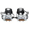 X AUTOHAUX 1 Pair Bicycle Pedals 1/2'' Spindle Platform with Toe Clips Fixed Foot Strap Cycling Parts Black Silver Tone view 1