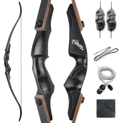 OBTOUTDOOR Black Hunter Takedown Recurve Bow 60 Inch Right Hand Archery Bow 20-60lbs Wood Riser Hunting Bow for Adult and Beginner (50LBS)