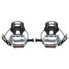 X AUTOHAUX 1 Pair Bicycle Pedals 12.7mm 1/2'' Spindle Platform with Toe Clips Fixed Foot Strap Black Silver Tone view 1