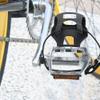 X AUTOHAUX 1 Pair Bicycle Pedals 12.7mm 1/2'' Spindle Platform with Toe Clips Fixed Foot Strap Black Silver Tone view 4
