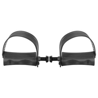 X AUTOHAUX 1 Pair Exercise Bike Pedals with Straps 1/2 Inch Spindle Cycling Parts 12.7mm Spindle Black