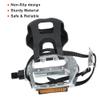 X AUTOHAUX 1 Pair Bicycle Pedals 9/16'' Spindle Platform with Toe Clips Fixed Foot Strap Black Silver Tone view 2