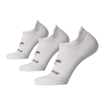 Brooks Run-In No Show Socks I Men & Women Performance Athletic Running Socks I Comfort Fit (3-Pack Set) - White - Small