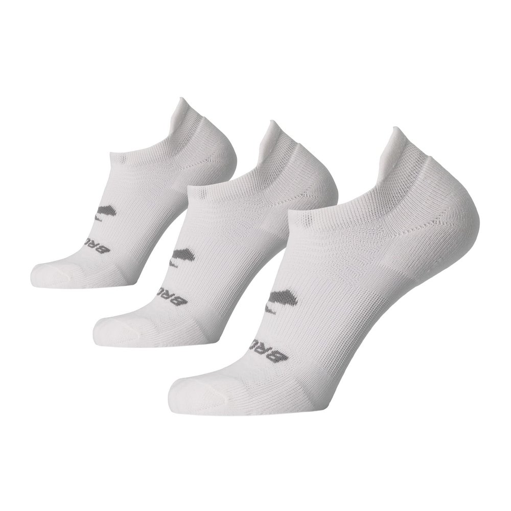 Brooks Run-In No Show Socks I Men & Women Performance Athletic Running Socks I Comfort Fit (3-Pack Set) - White - Small