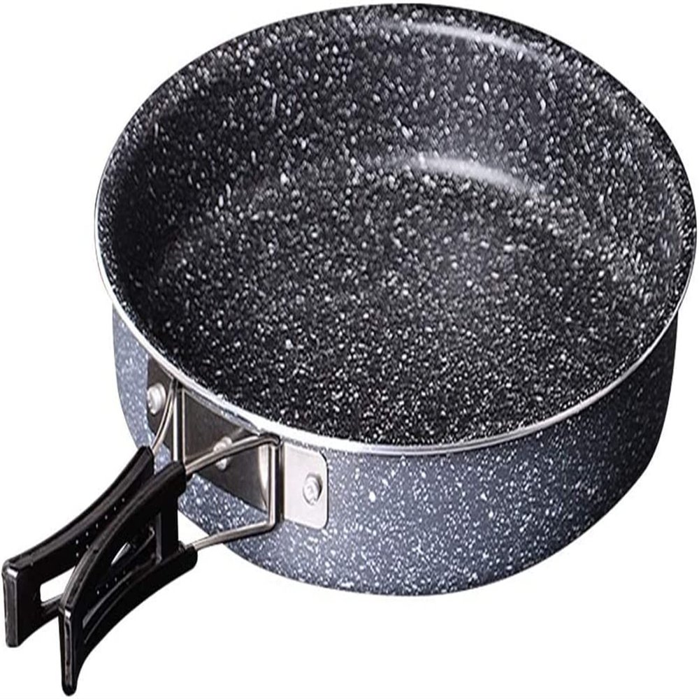 TATSEN Portable Round Non Stick Frying Pan for Outdoor Camping Picnic Cookware Tableware Utensils with Folding Handle