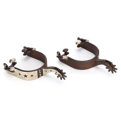 LIZEALUCKY Horse Spurs, 1Pair Low Carbon Steel Hand Sculpture Elegant Appearance Cowboy Horse Boot Spurs Decoration for Equestrian Competition Entertainment