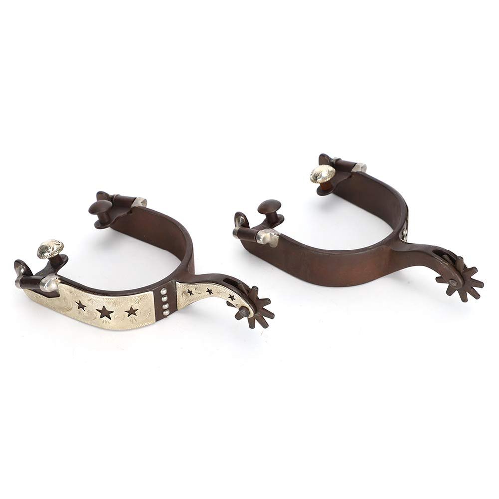 LIZEALUCKY Horse Spurs, 1Pair Low Carbon Steel Hand Sculpture Elegant Appearance Cowboy Horse Boot Spurs Decoration for Equestrian Competition Entertainment