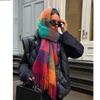 OUNIYA Large Chunky Plaid Scarf Winter Women Oversized Blanket Scarves Colorful Big Cashmere Thick Warm Shawl (Red) view 4
