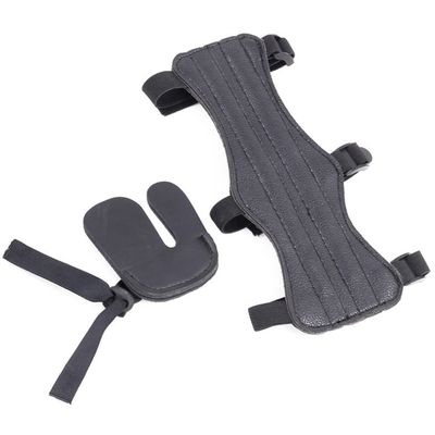 KAUYITWA Archery Arm Guards & Arrow Finger Tab Finger Saver Set Adjustable Straps Archer Shooting Arm Protector for Hunting Shooting