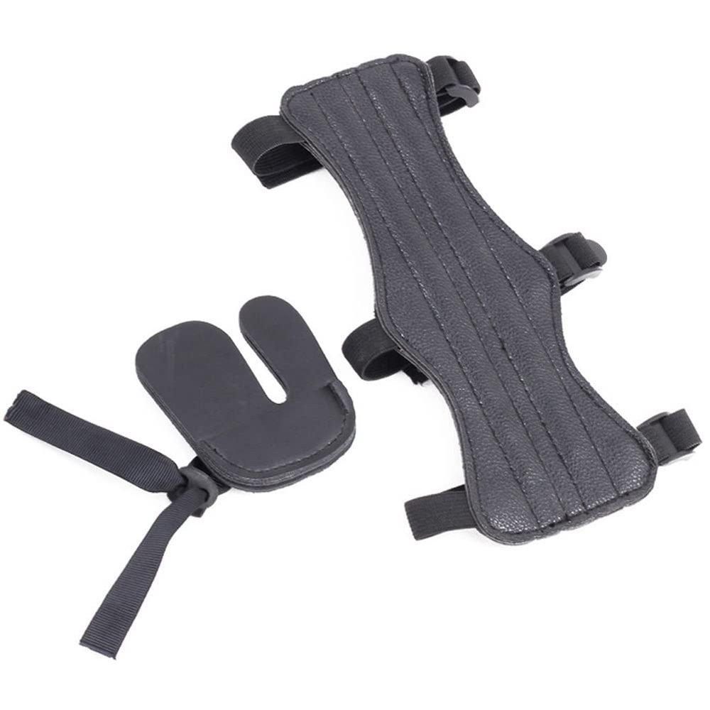 KAUYITWA Archery Arm Guards & Arrow Finger Tab Finger Saver Set Adjustable Straps Archer Shooting Arm Protector for Hunting Shooting