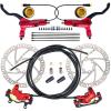 CooMeng Zoom HB876E 3-PIN 4-Pistons E-Bike Electric Power-Off Hydraulic Brake Set with 180mm Rotors, Pre-Bled Hydraulic Disc Brake Caliper Lever for eBike (Included Mounting Adapter) - Red view 1