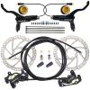 CooMeng Zoom HB876E 3-PIN 4-Pistons E-Bike Electric Power-Off Hydraulic Brake Set with 180mm Rotors, Pre-Bled Hydraulic Disc Brake Caliper Lever for eBike (Included Mounting Adapter) - Black view 1