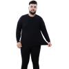 LUBOSE Men's Thermal Underwear Round Neck Cotton Underwear Thermal Set Long Sleeve Pants Set Underlay(XL, Black) view 1