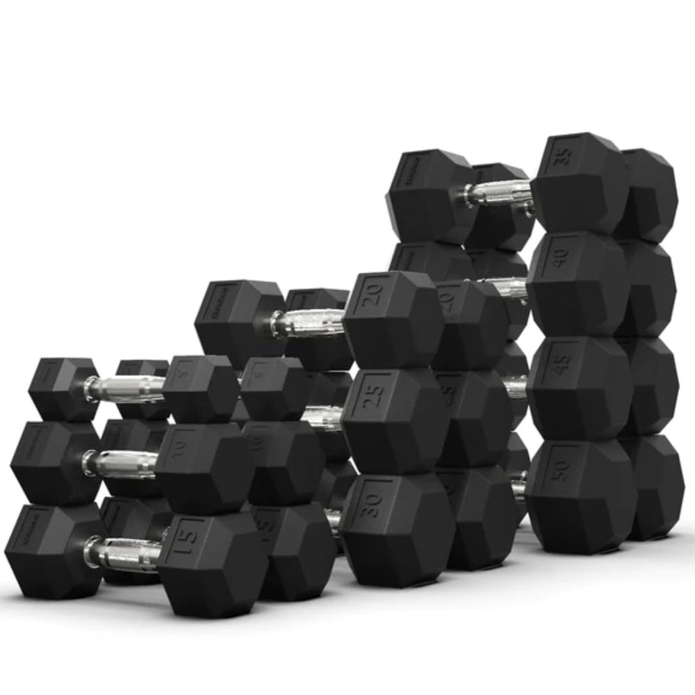 HAJEX Premium Rubber Hex Dumbbell Sets in Pounds - 2.5-30 LB Pairs (216 LB)