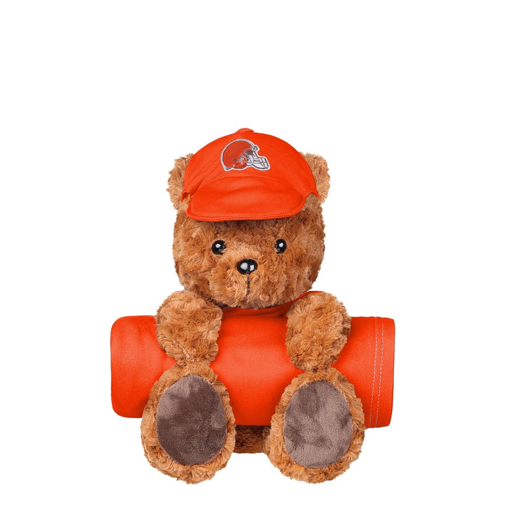 Cleveland Browns NFL Throw Blanket with Plush Bear