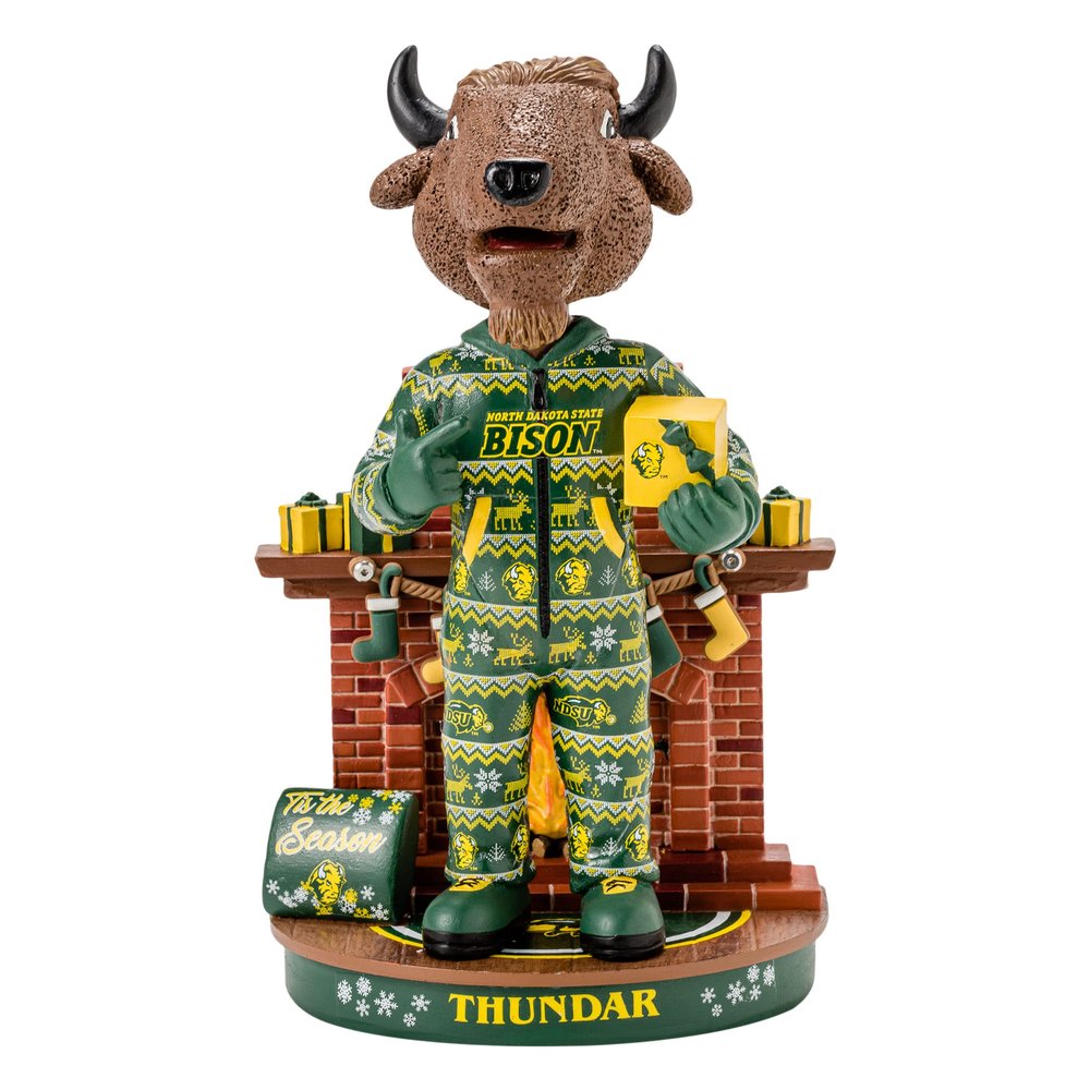 FOCO North Dakota State Bison NCAA Thundar Holiday Mascot Bobblehead