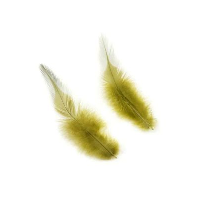 Rooster Saddle Hackle Feathers - Loose - Olive Green - 150 Pcs