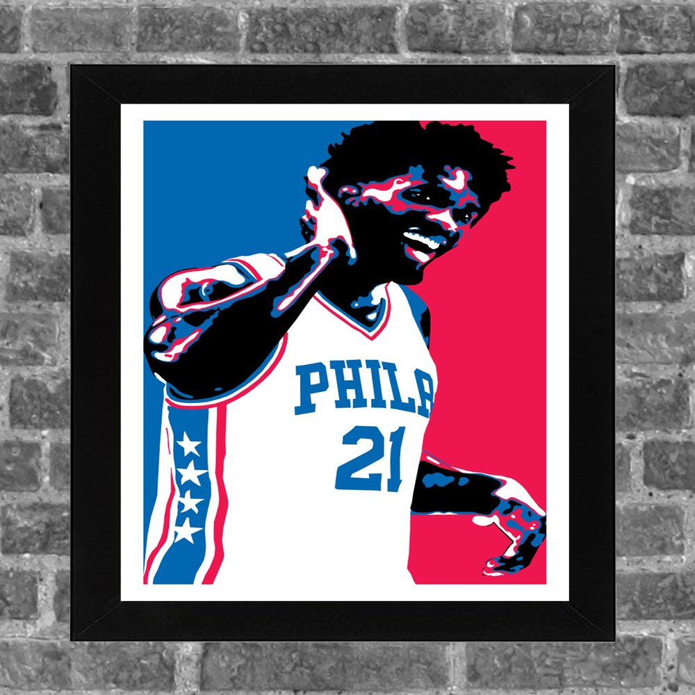 Joel Embiid Philadelphia 76ers Portrait Sports Print Art 11x17