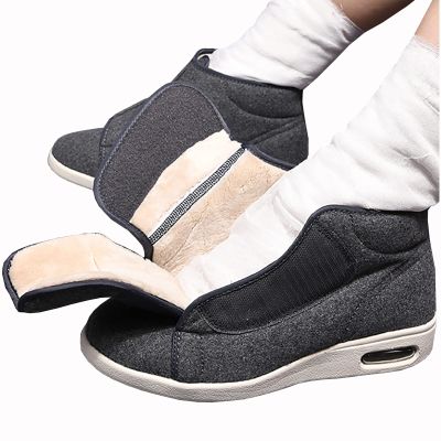 DHIJUPNG Ultra-Light Breathable Arch Support Sneakers,Warm Wool Boots Casual Orthopedics Wide Feet Swollen Shoes Thumb Eversion Soft Comfort Adjust Diabetic Recovery Walking Shoes Men 5.5/Women 6.5