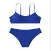 SHENHE Girl's 2 Piece High Waisted Spaghetti Strap Swimsuit Bathing Suit Bikini Royal Blue 14Y view 1